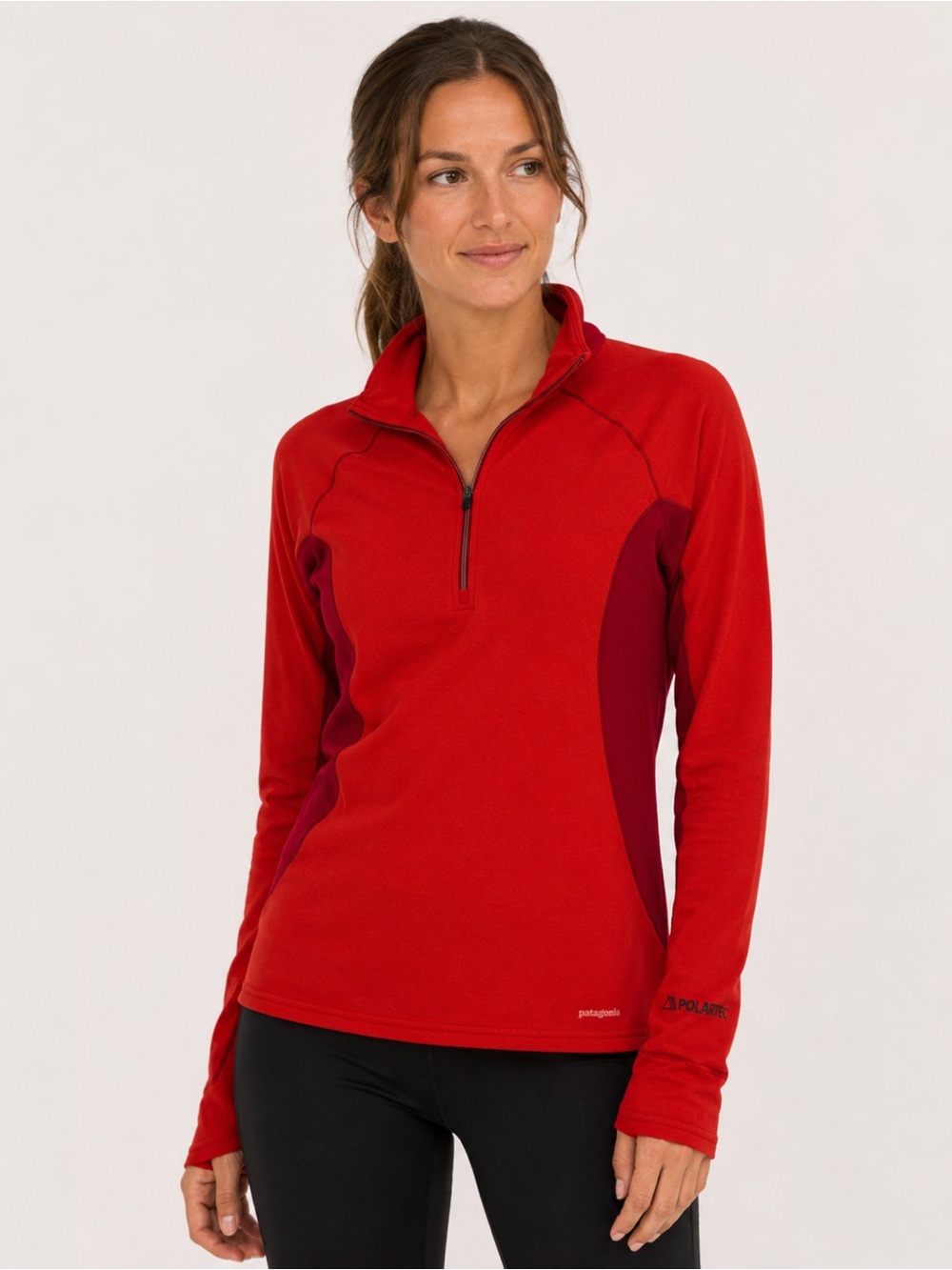Patagonia Capilene Midweight Quarter Zip Base Layer Red Pullover Size Small